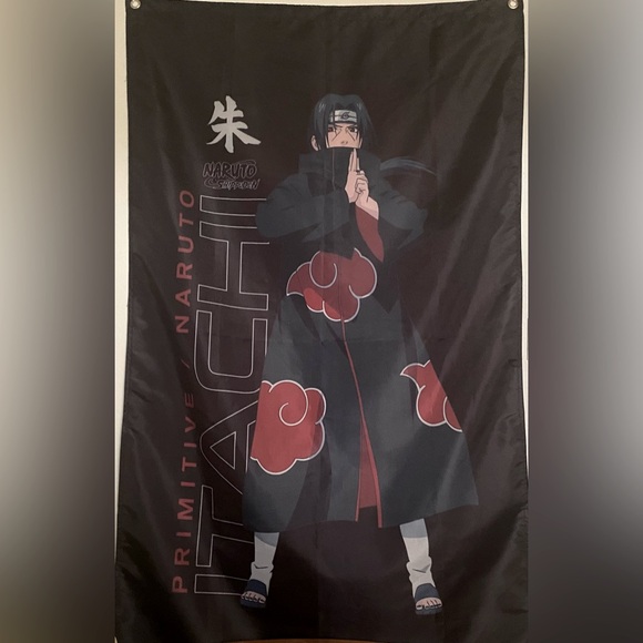 Primitive Naruto Shippuden Itachi Uchiha Akatsuki Wall Tapestry Banner - Picture 2 of 4